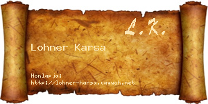 Lohner Karsa névjegykártya